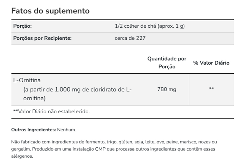 Pó De L-ornitina Now Foods 227 Gramas Importado - Imagem 4