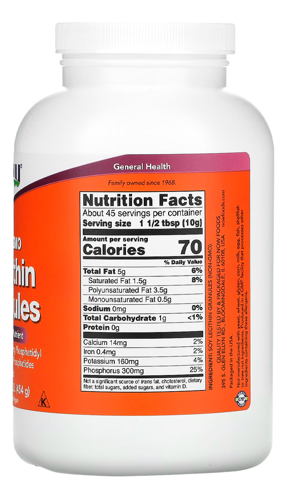 Lecitina Grânulos Now Foods 454g + Porta Cápsulas - Imagem 3