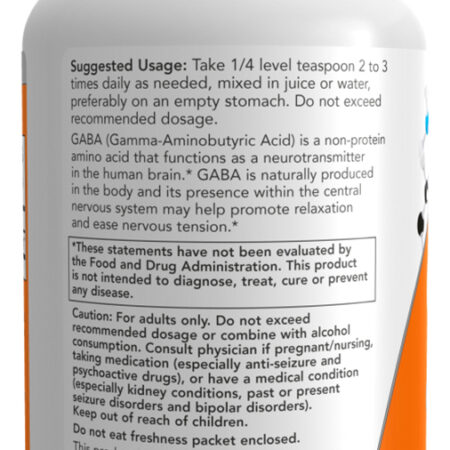 Gaba Pó Puro Now Foods 170g Produto + Porta Cápsulas - Imagem 3