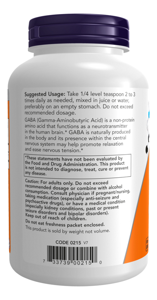 Gaba Pó Puro Now Foods 170g Produto + Porta Cápsulas - Imagem 3