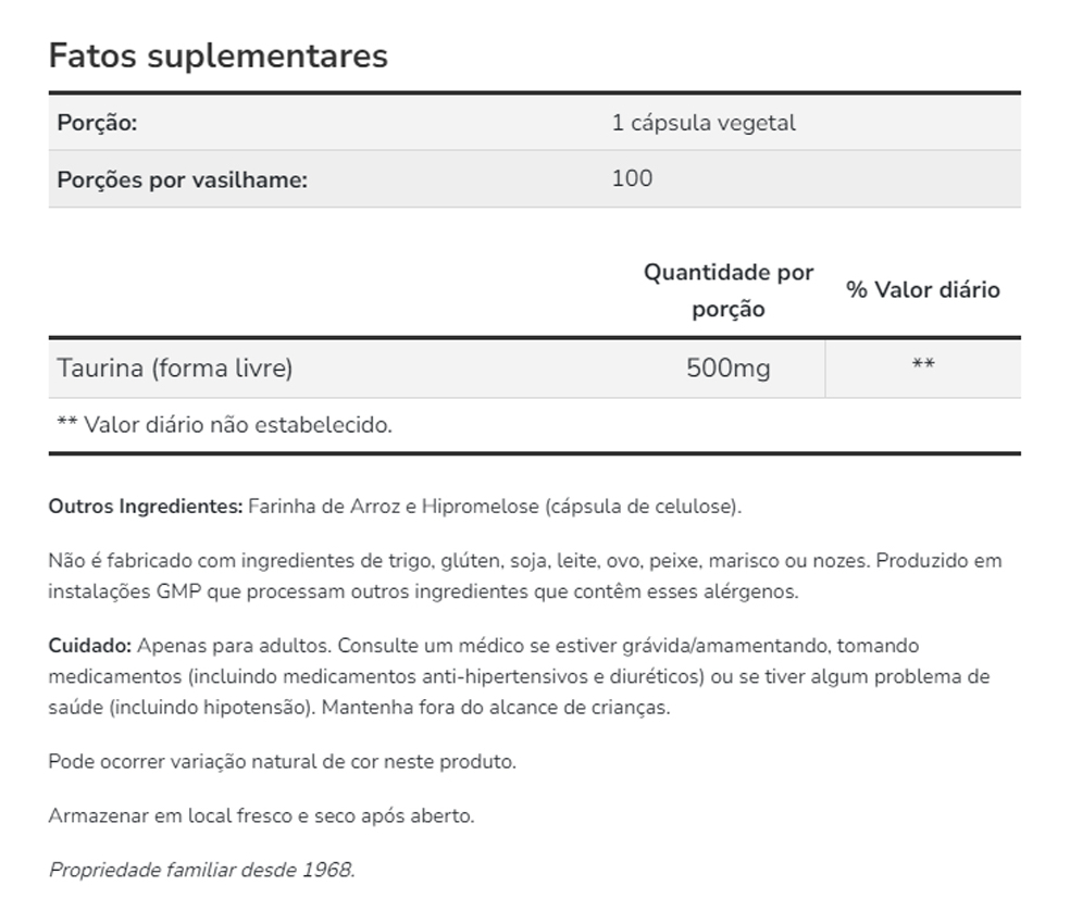 Taurina Taurine Now Foods 500mg 100 Caps + Porta Cápsulas - Imagem 4