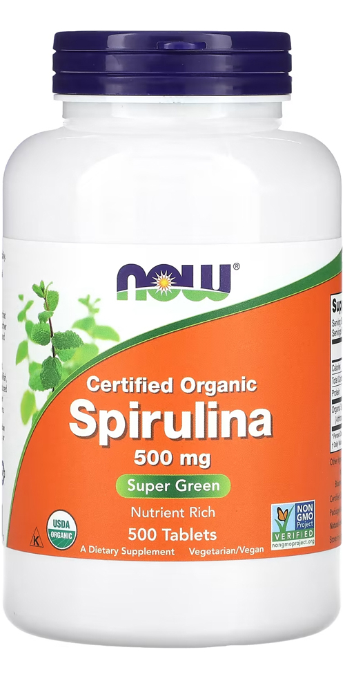 Spirulina Orgânica 500mg Now Foods 500 Tablets 3un - Imagem 3
