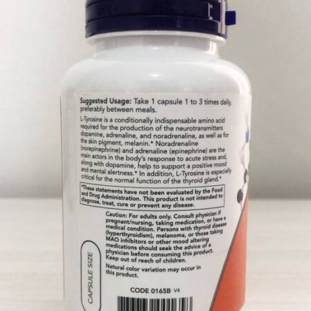 L Tirosina Tyrosine 750mg Força Extra 90cps Now Foods - Imagem 5
