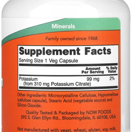 Citrato De Potássio 99mg 180veg Caps Nowfoods Importado - Imagem 2
