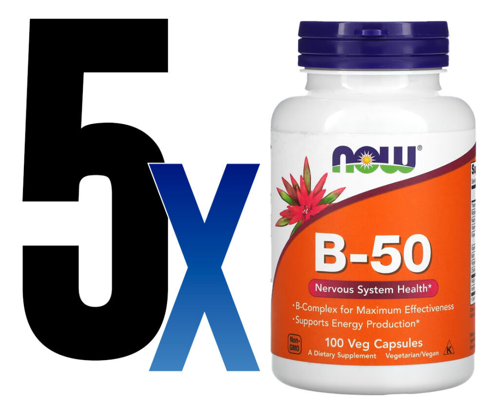 Vitamina B-50 Now Foods Vitaminas Complexo B 100veg Caps 5un - Imagem 2