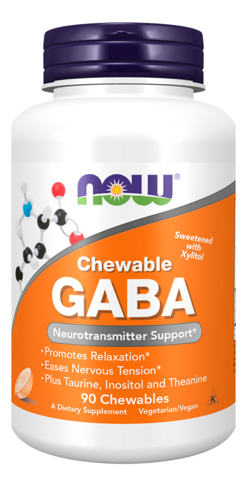 Gaba 250mg Now Foods 90 Chewables Mastigáveis Importado