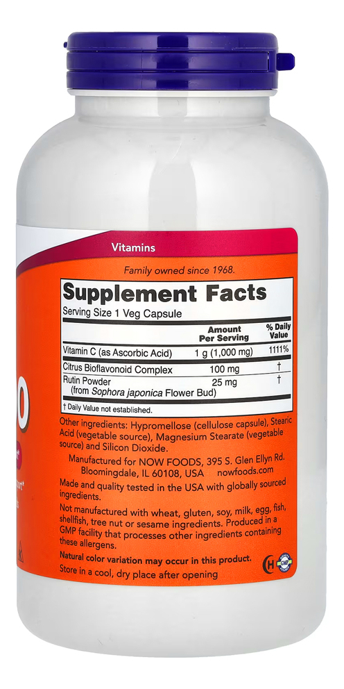 Vitamina C-1000mg Bioflavonóides 250cáps Importado