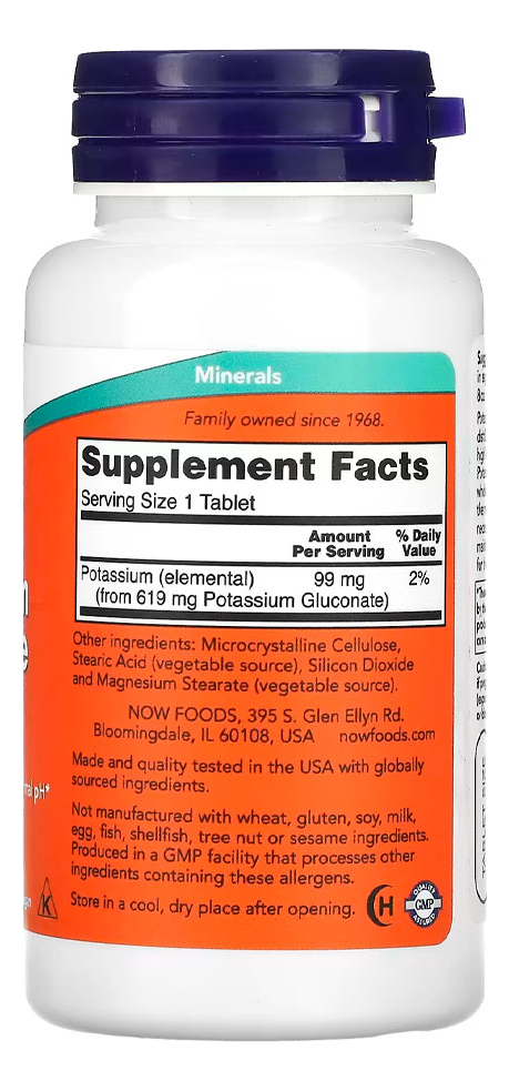 Gluconato De Potássio 99mg Now Foods 100 Tabs Importado 4un - Imagem 4