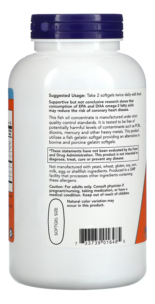 Ômega-3 1.000mg Now Foods 180/120 200caps Softgels Importado - Imagem 3