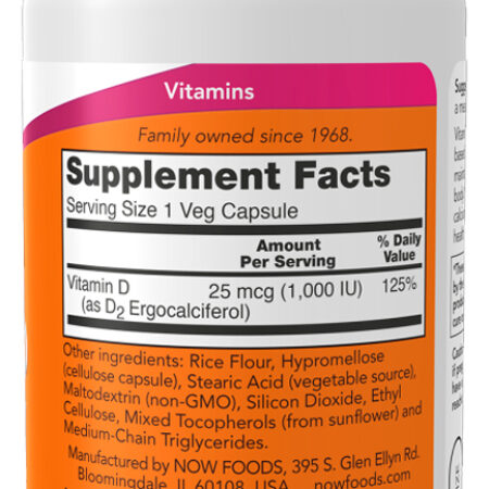 Vitamina D 25mcg Now Foods 120 Cáps + Porta Cápsulas - Imagem 2