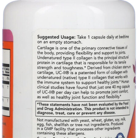 Colágeno Tipo 2 Uc-ii 40mg Now Foods 60 Veg Caps 5un - Imagem 5