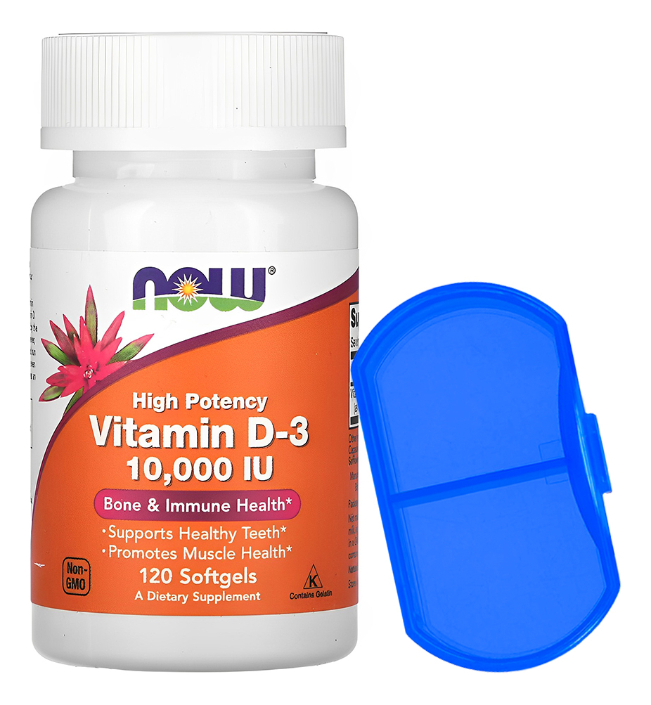 Vitamina D3 Now Foods 120 Softgels + Porta Cáps