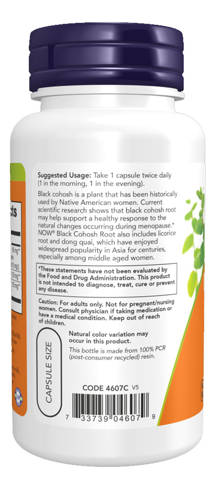 Black Cohosh Root 80mg Now Foods 90 Veg Cáps Importado 5un - Imagem 4