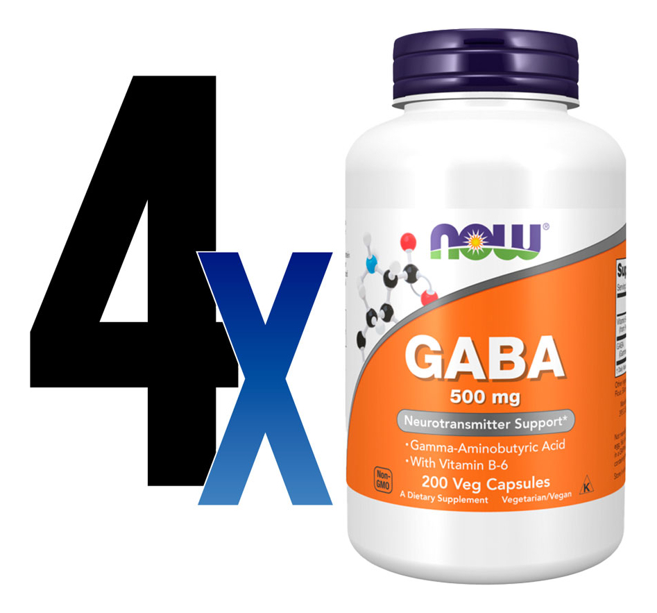 Ácido Gaba 500mg Now Foods Com Vitamina B-6 200 Veg Caps 4un - Imagem 2