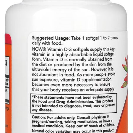Vitamina D-3 Now Foods 400 Iu 180 Caps Softgels 2un - Imagem 5