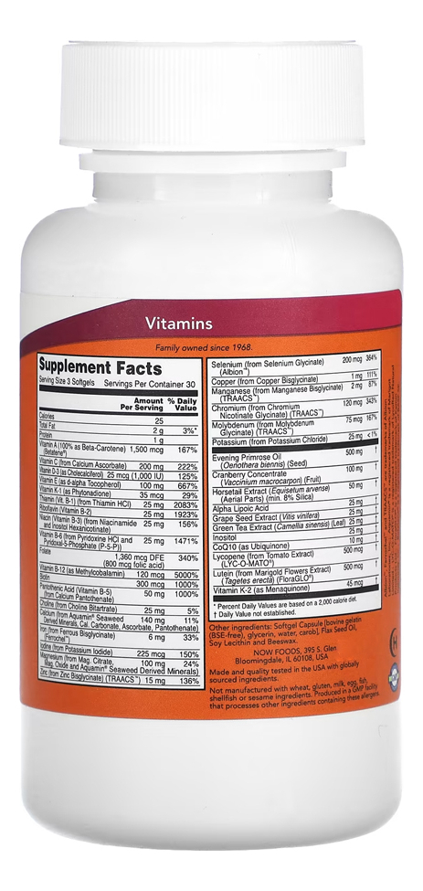 Multivitamínico Eve Mulheres Now Foods 90 Soft Importado 3un - Imagem 3