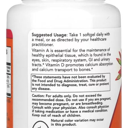 Ultra Vitamina A/d-3 7.500/25mcg Now Foods 100soft Importado - Imagem 3