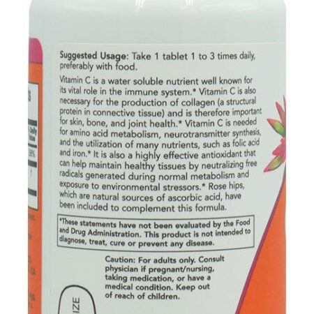 Vitamina C 500mg Com Rosa Mosqueta Now Foods 100tab - Imagem 2