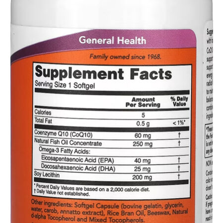 Coenzima Coq10 E Omega-3 Now Foods 60soft + Porta Cápsulas - Imagem 2