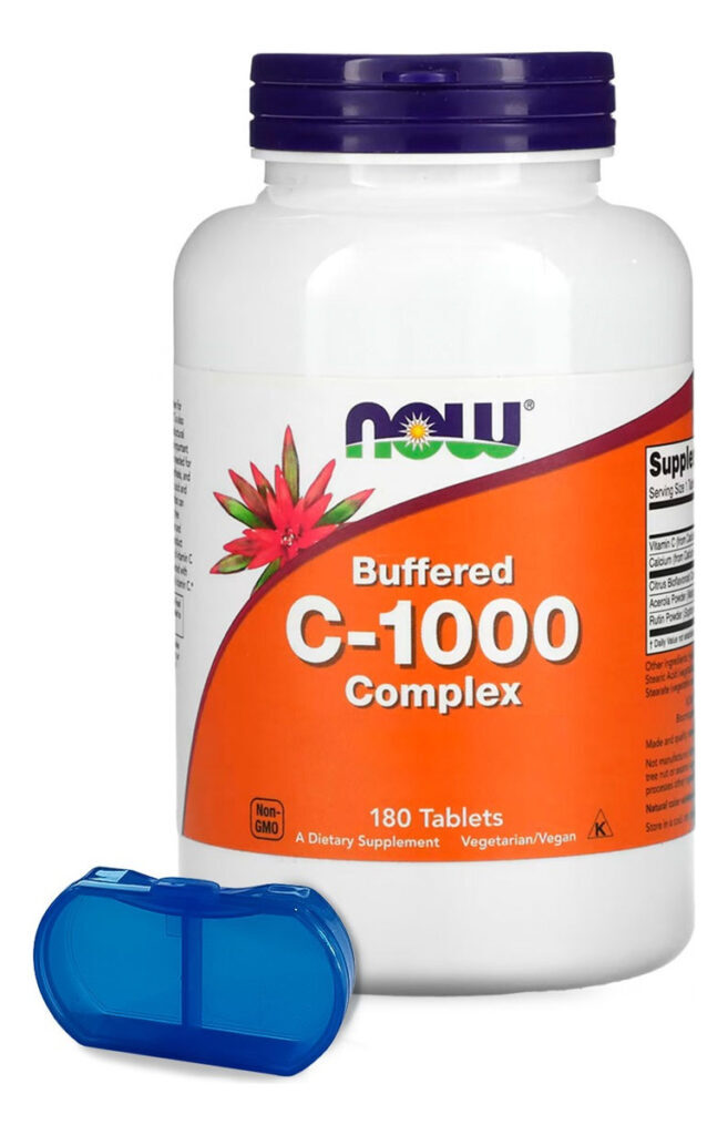 Complexo Vitamina C 1000mg Now Foods 180tab + Porta Cápsulas