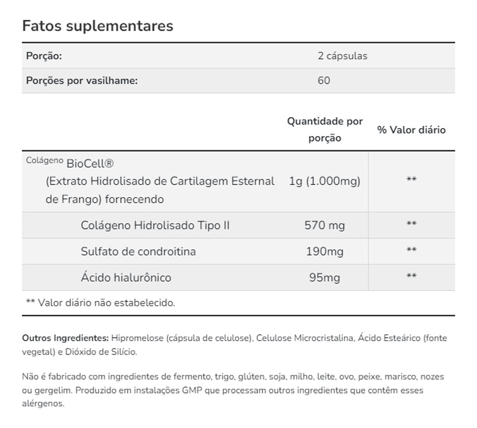 Colágeno Biocell Hydrolyzed Tipo2 Now Foods 120cáp Importado - Imagem 4
