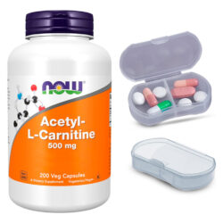 Acetil L-carnitina 500mg Now Foods 200 Caps + Porta Cápsulas