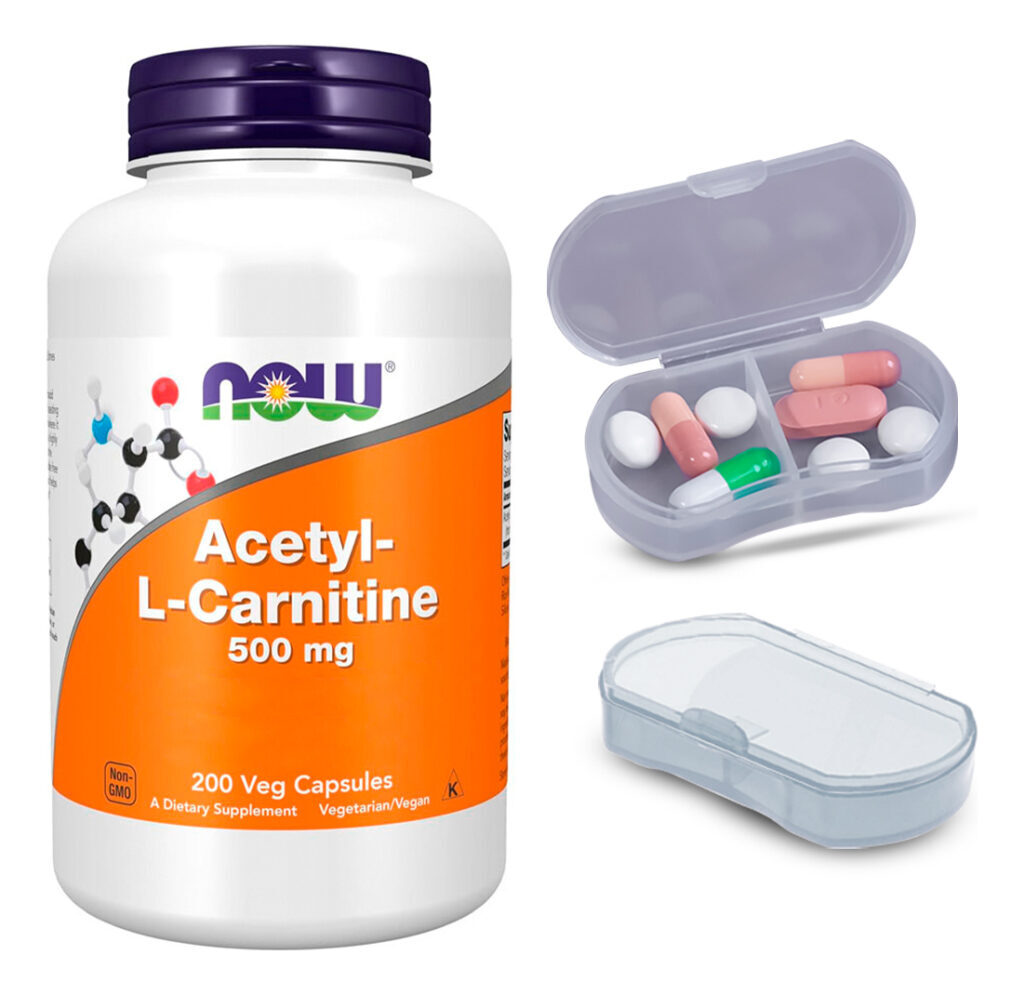 Acetil L-carnitina 500mg Now Foods 200 Caps + Porta Cápsulas