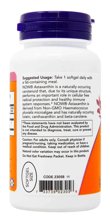 Astaxantina 4mg Now Foods 90softgels 3un - Imagem 4