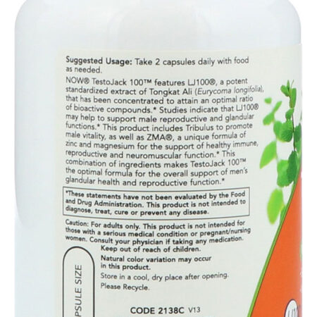 Testojack 100 120 Cápsulas Importado 2un Now Foods - Imagem 4