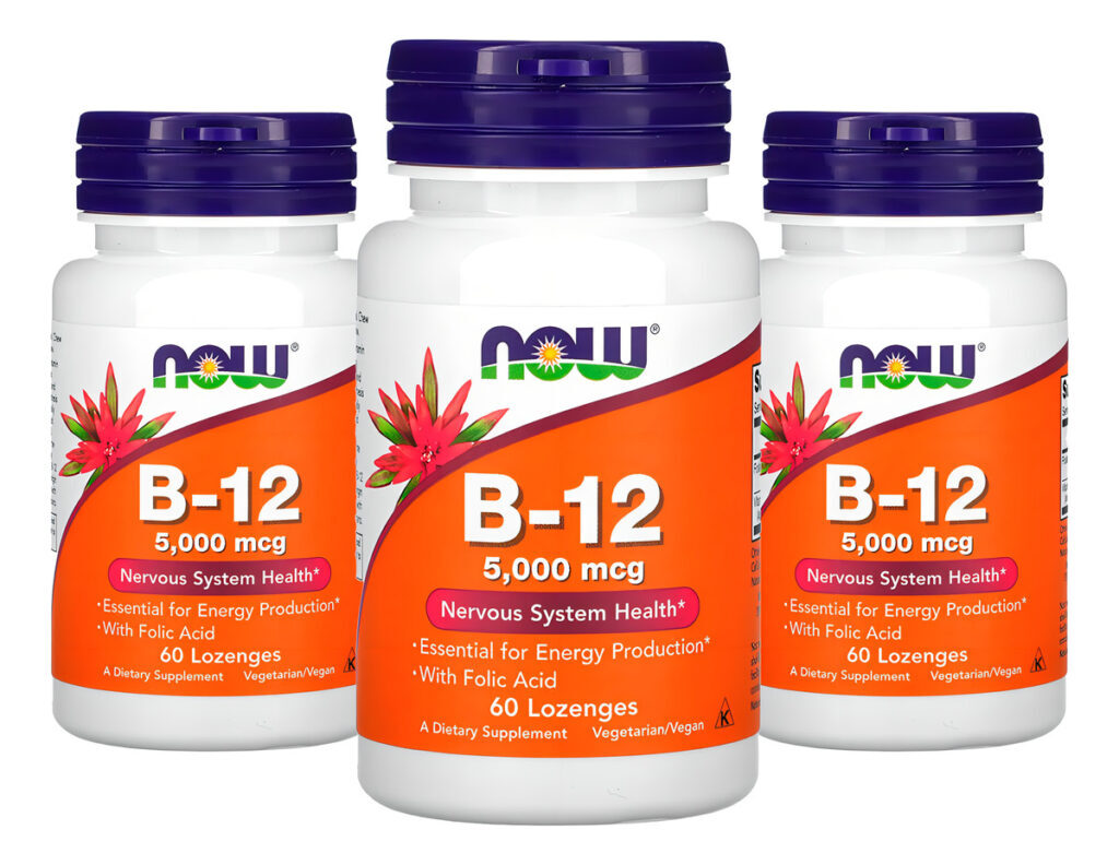 Now Foods Vitamina B12 5000mcg E Ácido Fólico 60past 3un Sabor Sem Sabor