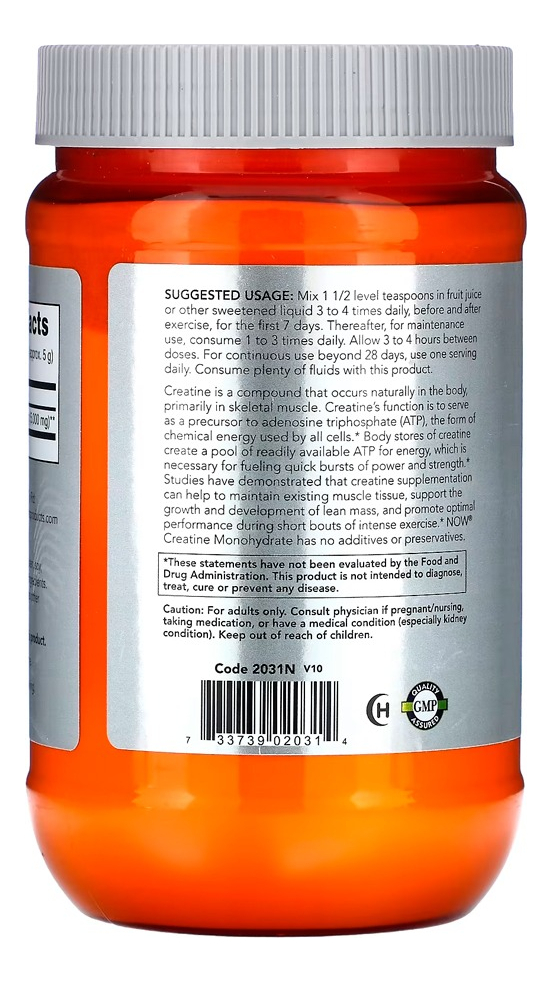 Creatina Em Pó 600g Puro Importado 4un Now Foods - Imagem 3