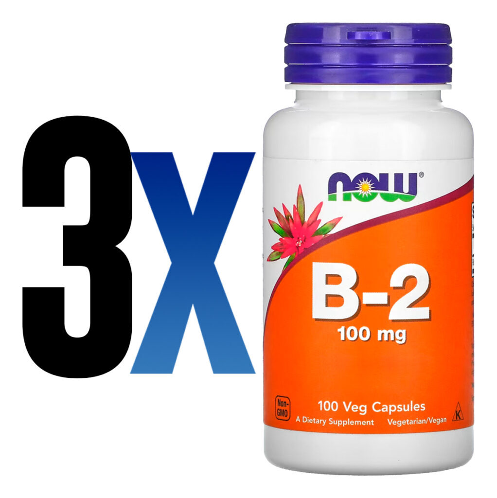 Vitamina B2 100mg Now Foods Riboflavina 100cáp Importado 3un - Imagem 2
