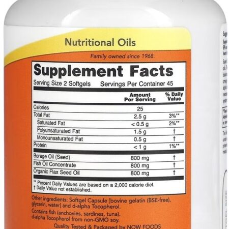 Super Ômega 3-6-9 1200mg Now Foods 90 Caps Softgels Eua/usa - Imagem 2
