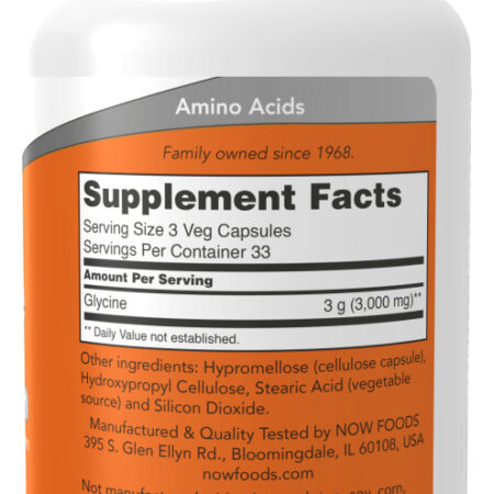 Glicina 1000 Mg 100 Cápsulas Veg Now Foods Melhora Do Sono - Imagem 2