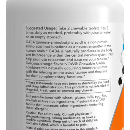 Gaba 250mg Now Foods 90 Chewables Mastigáveis Importado 5un - Imagem 2