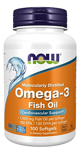 Ômega-3 1000mg 100 Cápsulas Softgels 180 Epa / 120 Dha Now Foods