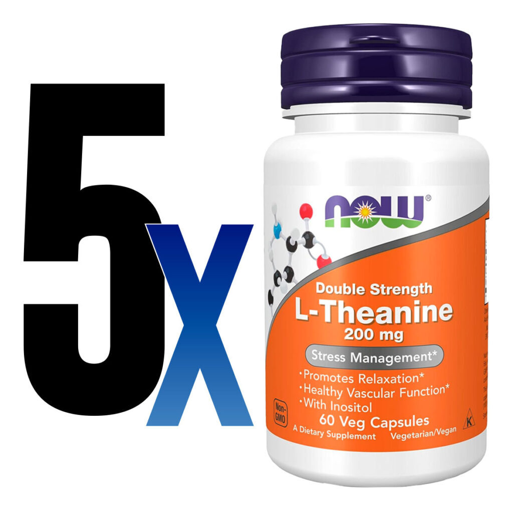 L-teanina 200mg Now Foods L-theanine 60 Veg Caps 5un - Imagem 2