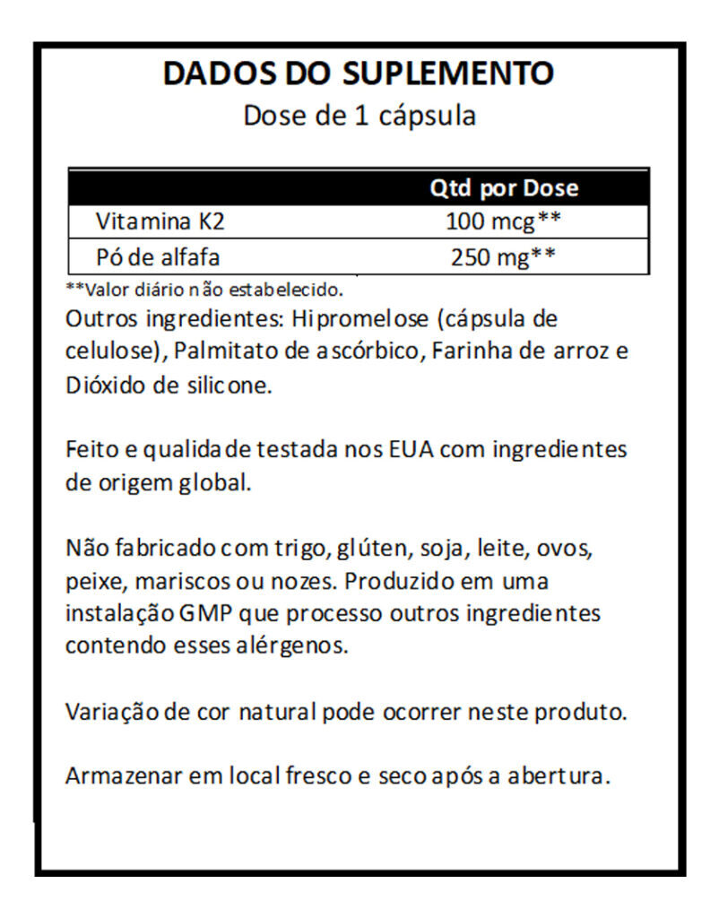 Now Foods Vitamina K2 100mcg 100 Veg Capsulas - Imagem 4