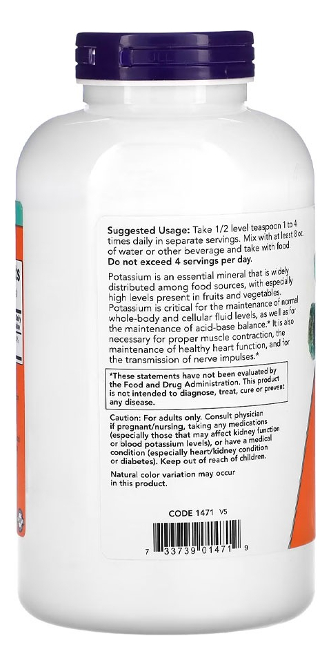 Potássio Gluconato Pó 454 Gramas Importado 5un Now Foods - Imagem 3