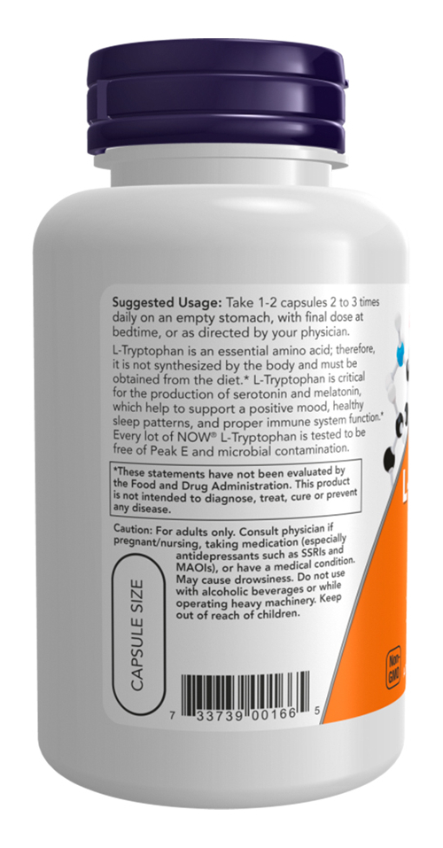 L-triptofano 500mg Now Foods L-tryptophan 120 Veg Caps 2un - Imagem 5