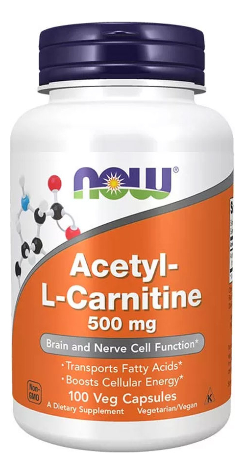 Acetil L-carnitina 500mg Now Foods 100 Vegcaps 2un - Imagem 3