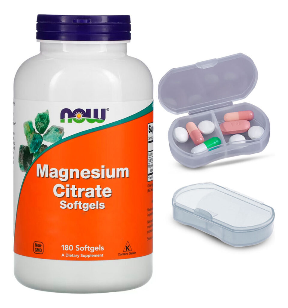 Citrato De Magnésio Now Foods 180 Softgels + Porta Cápsulas