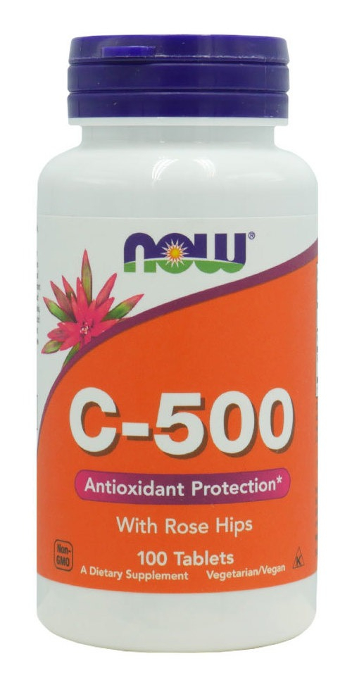 Vitamina C 500mg Com Rosa Mosqueta Now Foods 100tab Eua/usa Sabor Sem Sabor