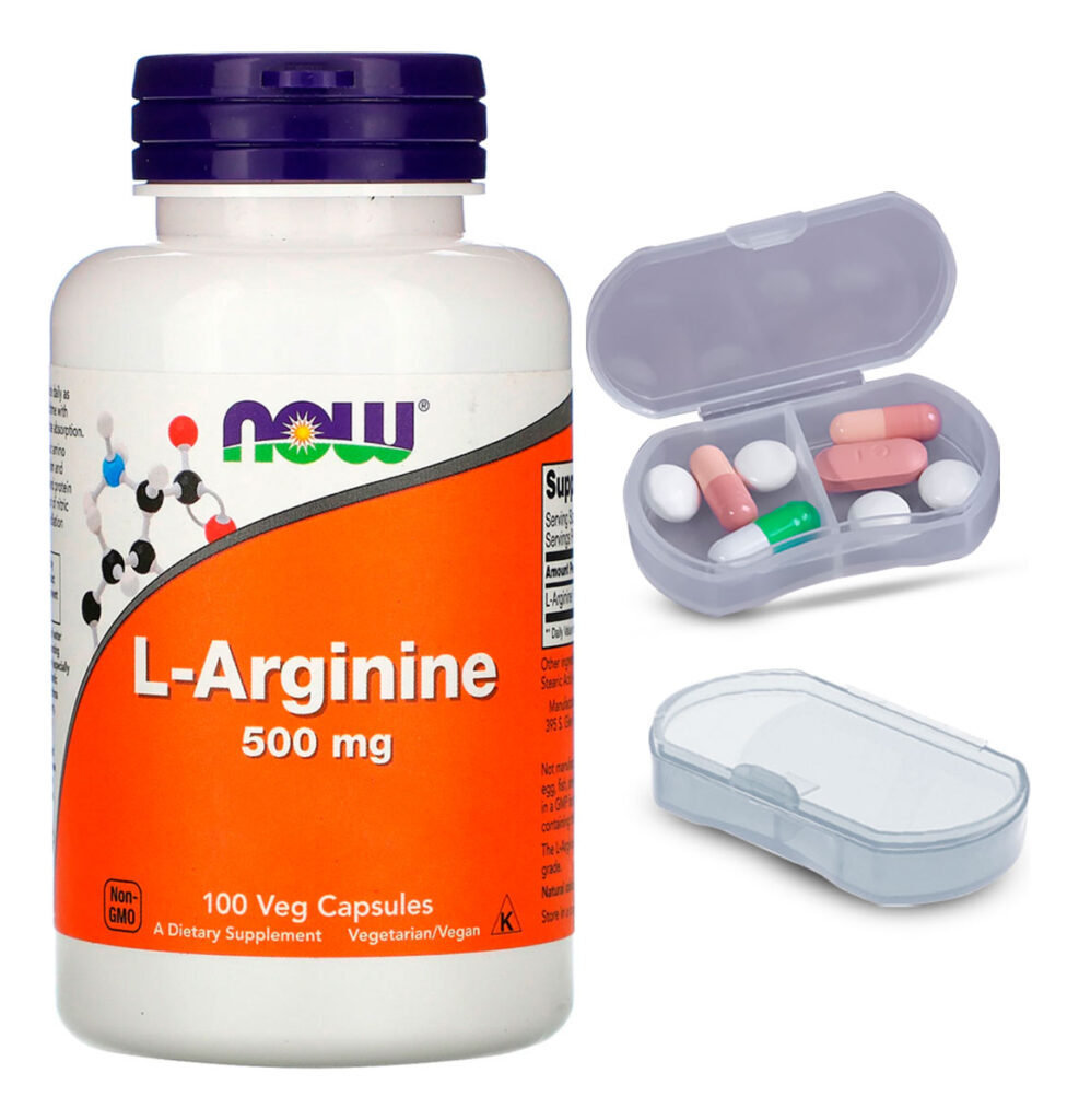 L-arginina 500mg Now Foods 100 Caps + Porta Cápsulas