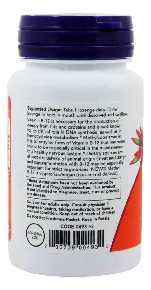 Vitamina B12 5g E Metilcobalamina Now Foods 120pst - Imagem 3