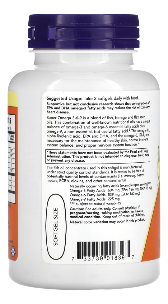 Super Ômega 3-6-9 1200mg 90 Cáps Sof Importado 3un Now Foods - Imagem 4