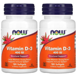 Vitamina D-3 Now Foods 400 Iu 180 Caps Softgels 2un Sabor Sem Sabor
