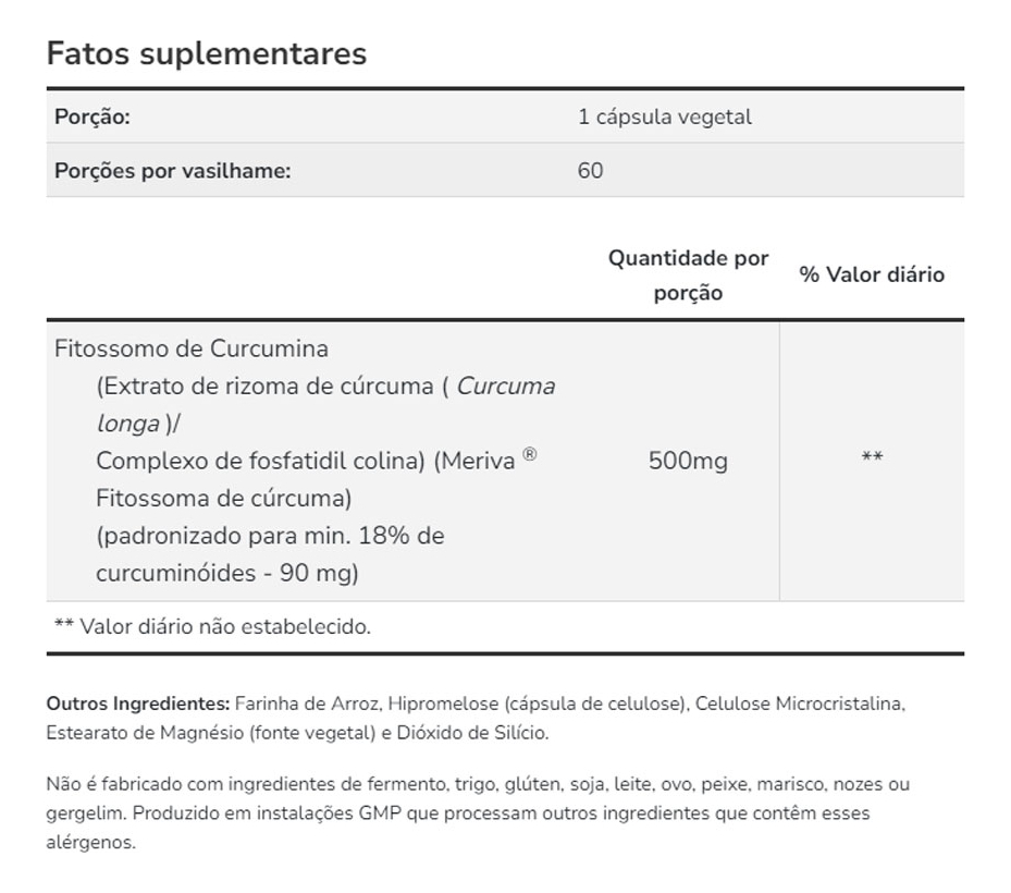 Curcumina Fitossomo 500mg Now Foods 60cáps Importado 5un - Imagem 5