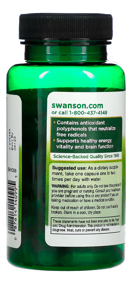 Extrato De Chá Verde 500mg Swanson 60 Caps + Porta Cápsulas - Imagem 2