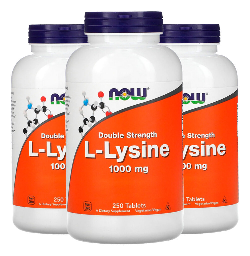 L-lysine Now Foods 1000mg L-lisina 250 Tabs Importado 3un